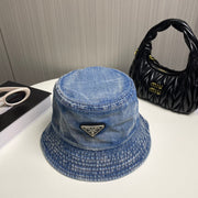 Prada Inverted Triangle Denim Baseball Cap