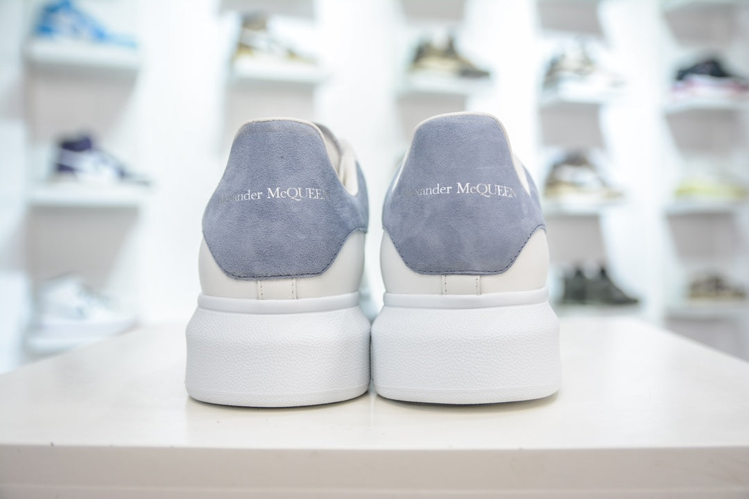 ** Alexander McQueen Classic Platform Shoes - White with Black Velvet Accents

**