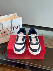 Rivet-Decorated Calfskin Low-Cut Sneakers for Men