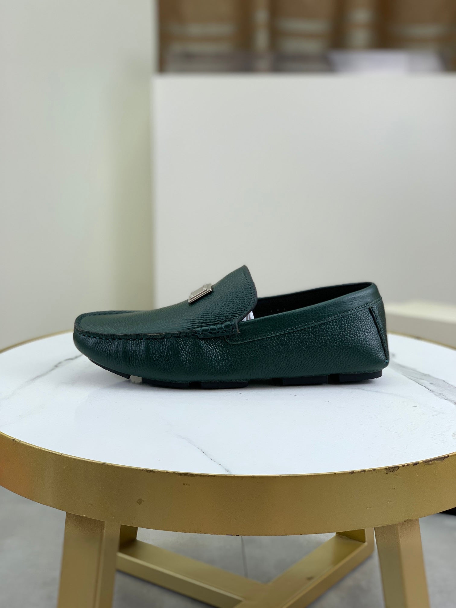 Dolce & Gabbana Luminous DG Lazy Pea Shoes â€“ Luxury Calfskin Footwear
