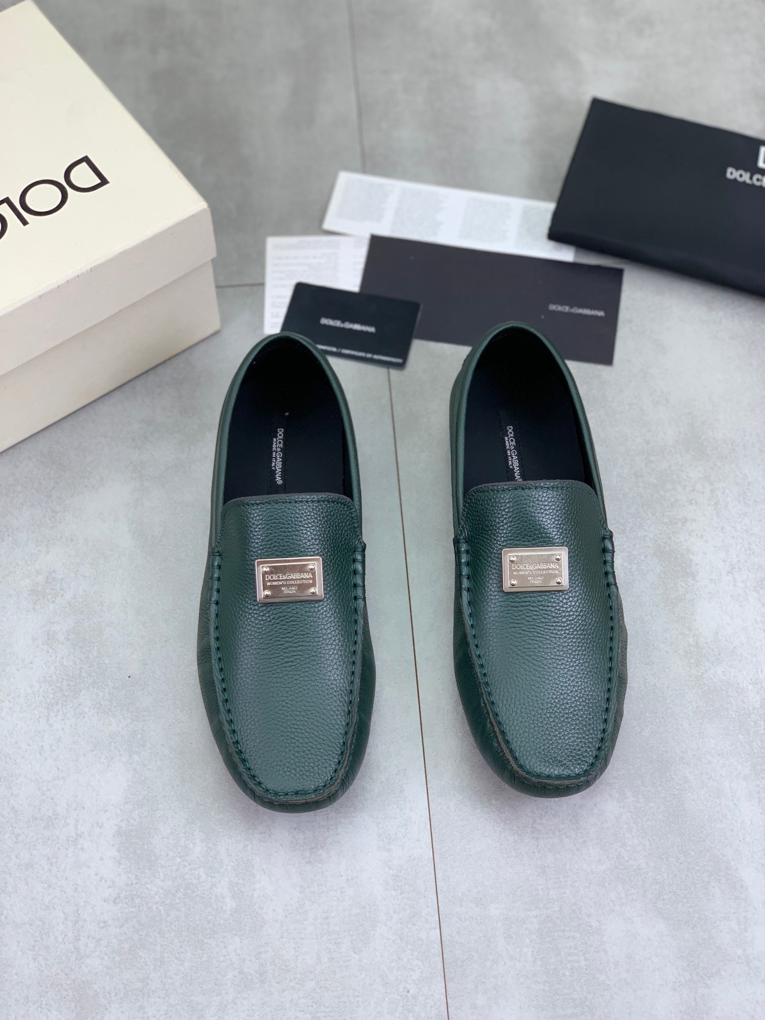 Dolce & Gabbana Luminous DG Lazy Pea Shoes â€“ Luxury Calfskin Footwear