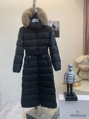 Moncler Fudson Long Fur Tie Hooded Down Jacket