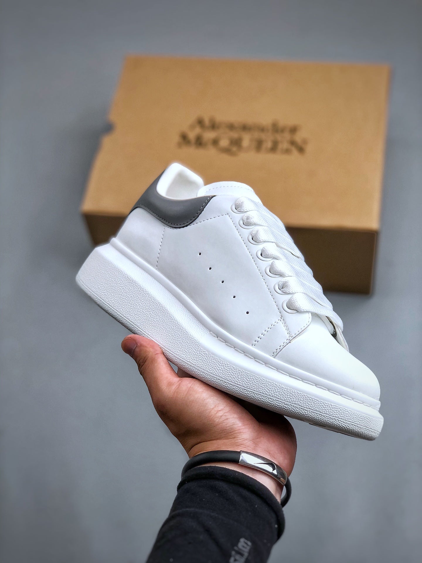 Alexander McQueen White Platform Sneakers - Authentic Silk-Satin & Leather