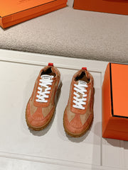 Premium Hermes Suede Casual Sneakers with Iconic "H" Details