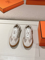 Luxury Hermes Suede Casual Sneakers with Iconic "H" Details