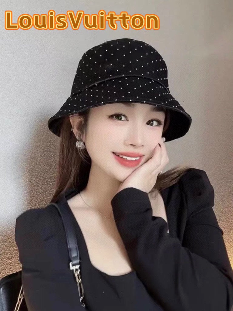 Women's Rhinestone Fisherman Hat - Louis Vuitton Style Sun Protection