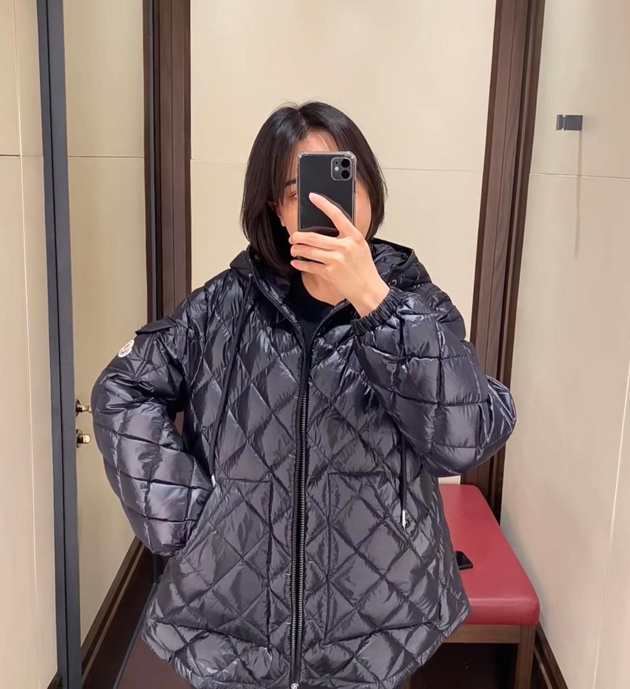 Moncler Lattice Down Jacket - Lightweight Hooded Style