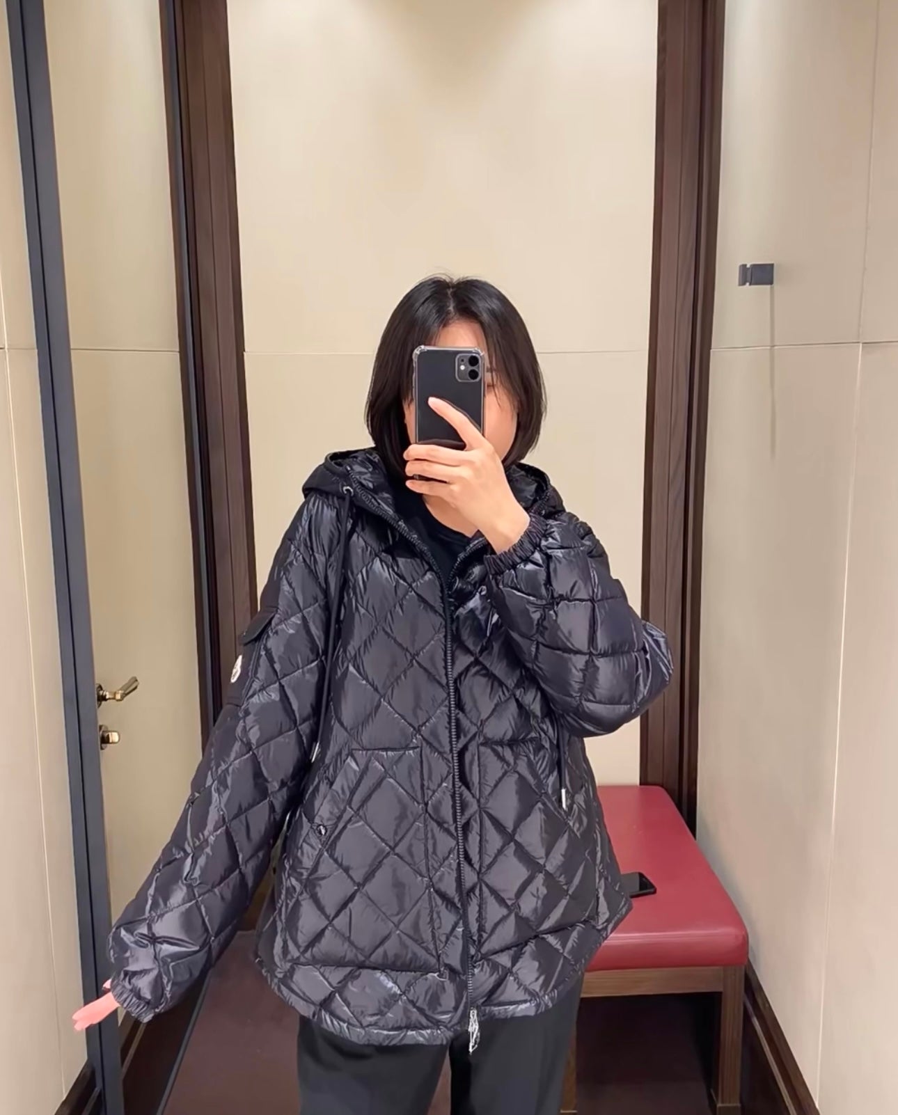 Moncler Lattice Down Jacket - Lightweight Hooded Style