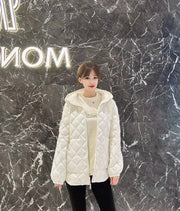 Moncler Lattice Pattern Lightweight Down Jacket - Black & White