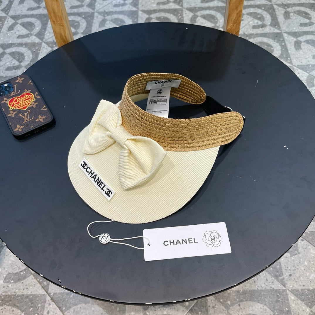 Chanel Women's Summer Bow Sun Hat - UV Protection Travel Accessory