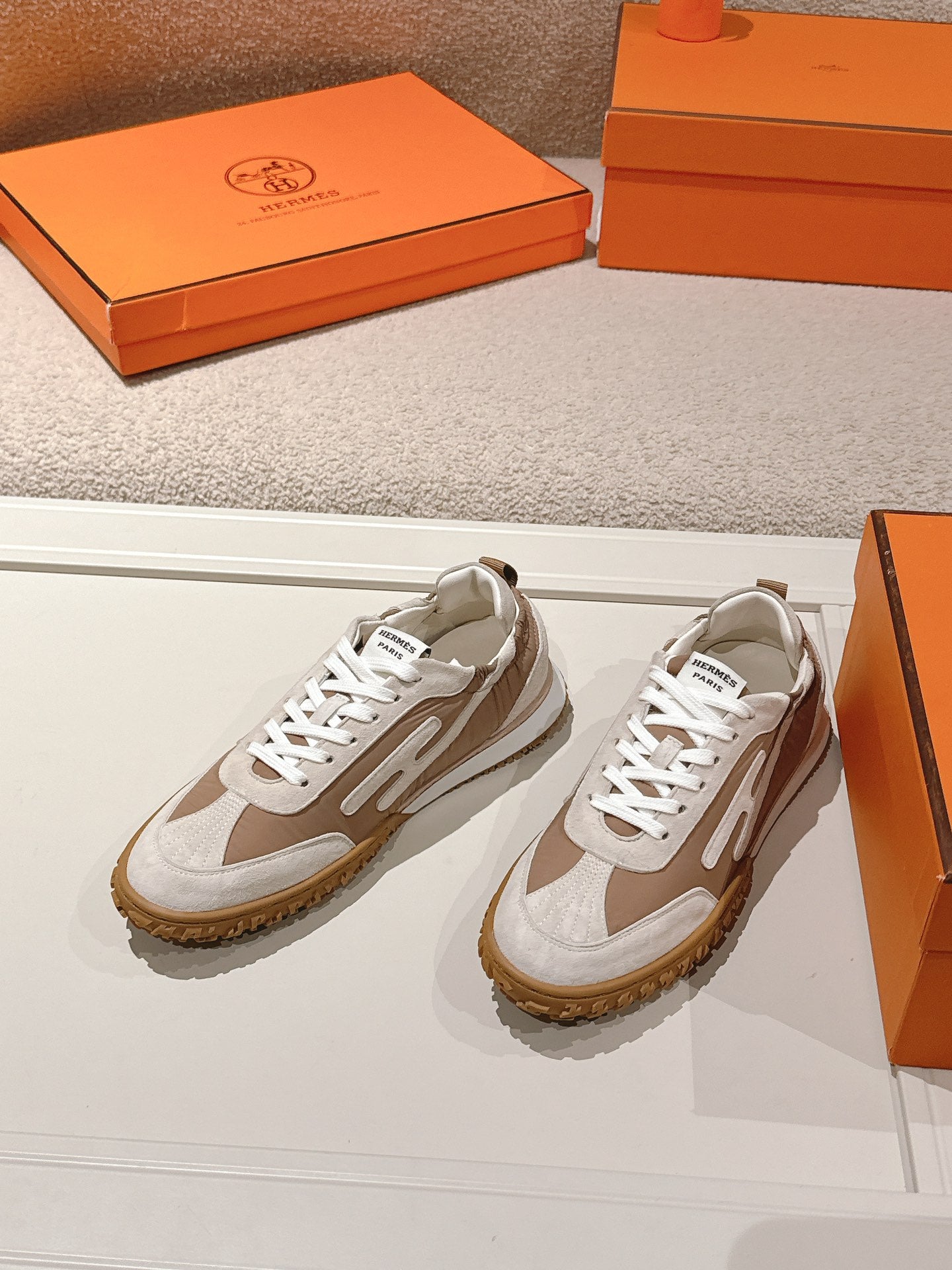 Luxury Hermes Inspired Suede Sneakers for Men and Women