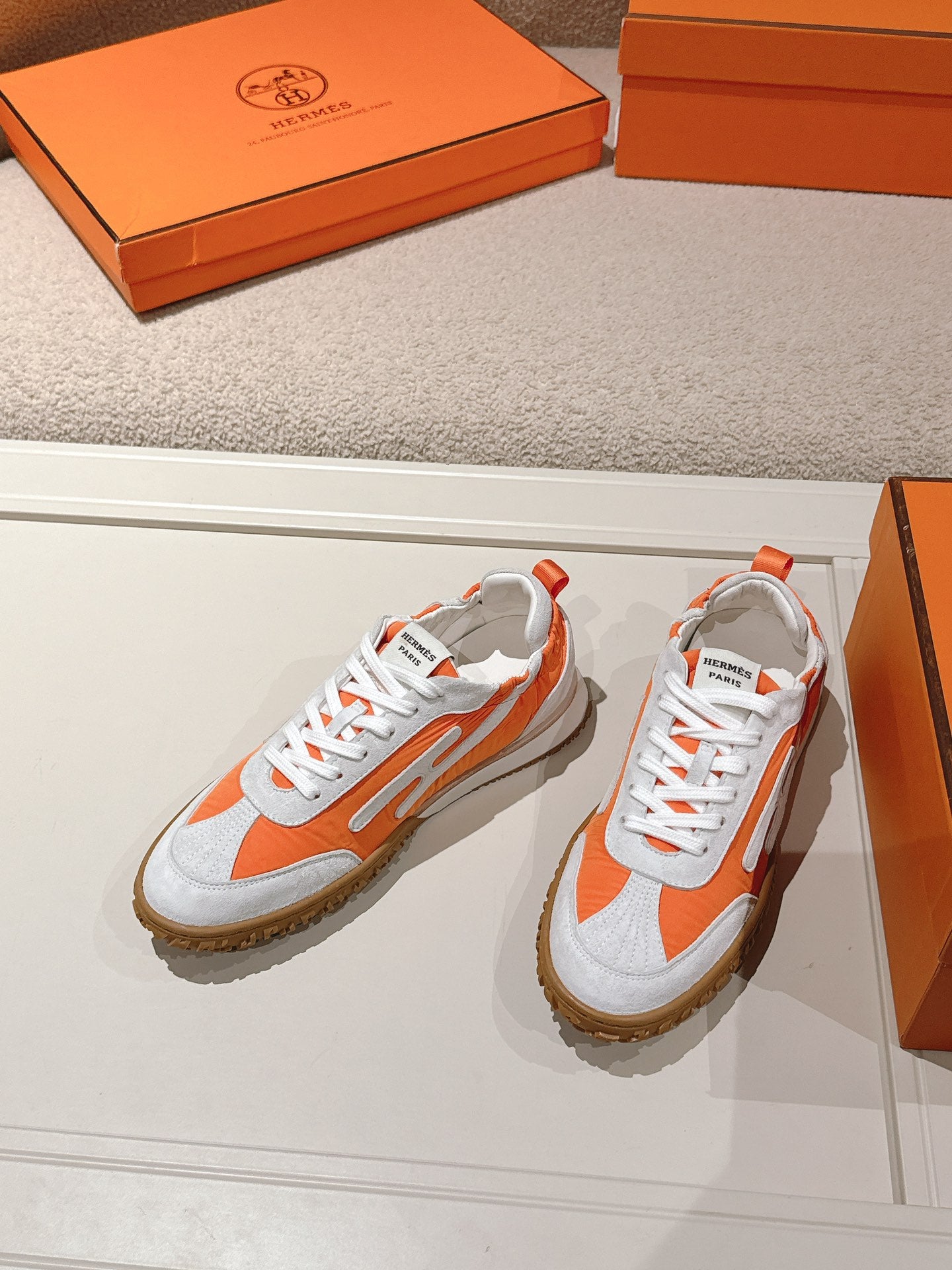 Luxury Hermes Suede Casual Sneakers - Iconic "H" Design