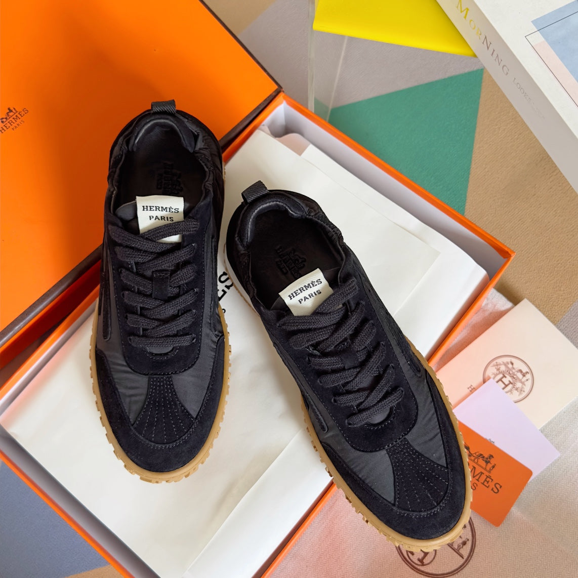 Hermes Jet Series Couples Casual Sports Shoes - Suede & Sheepskin Sneakers