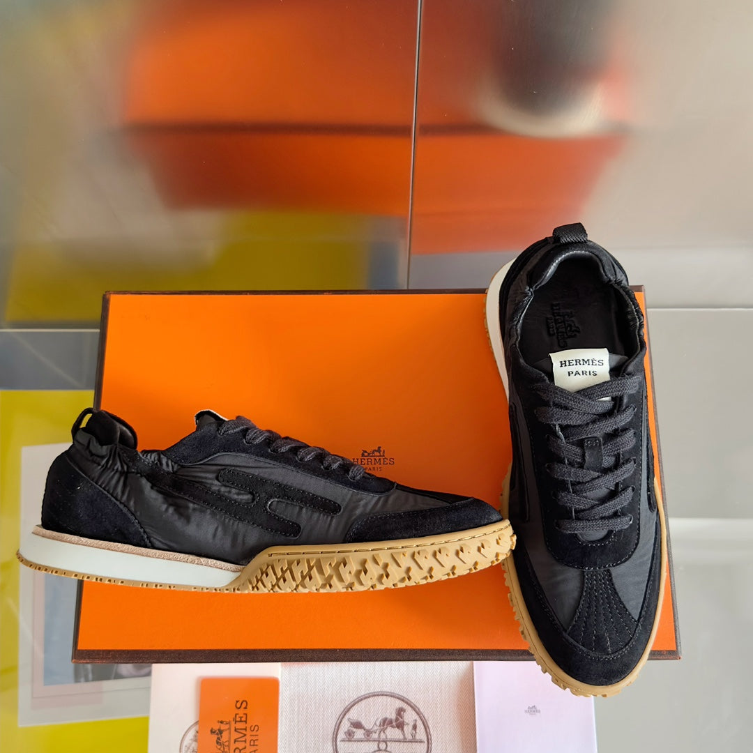 Hermes Jet Series Couples Casual Sports Shoes - Suede & Sheepskin Sneakers