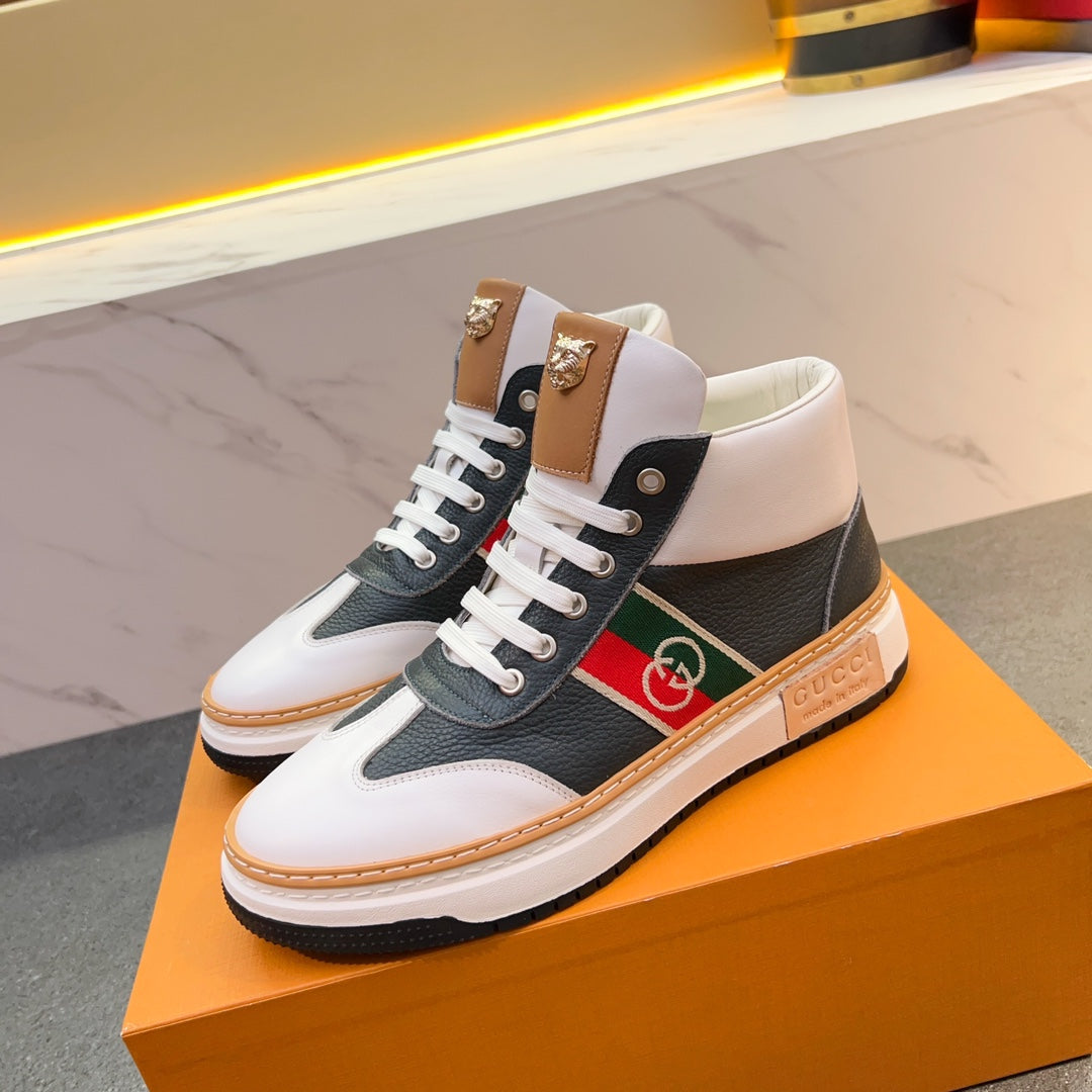 Gucci Punk Trend Leather Sneakers - Luxurious Velvet Lining