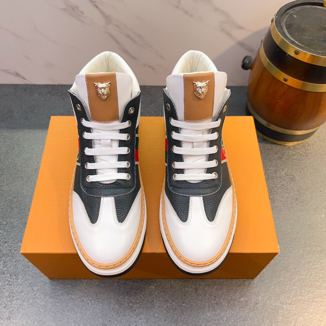 Gucci Punk Trend Leather Sneakers - Luxurious Velvet Lining