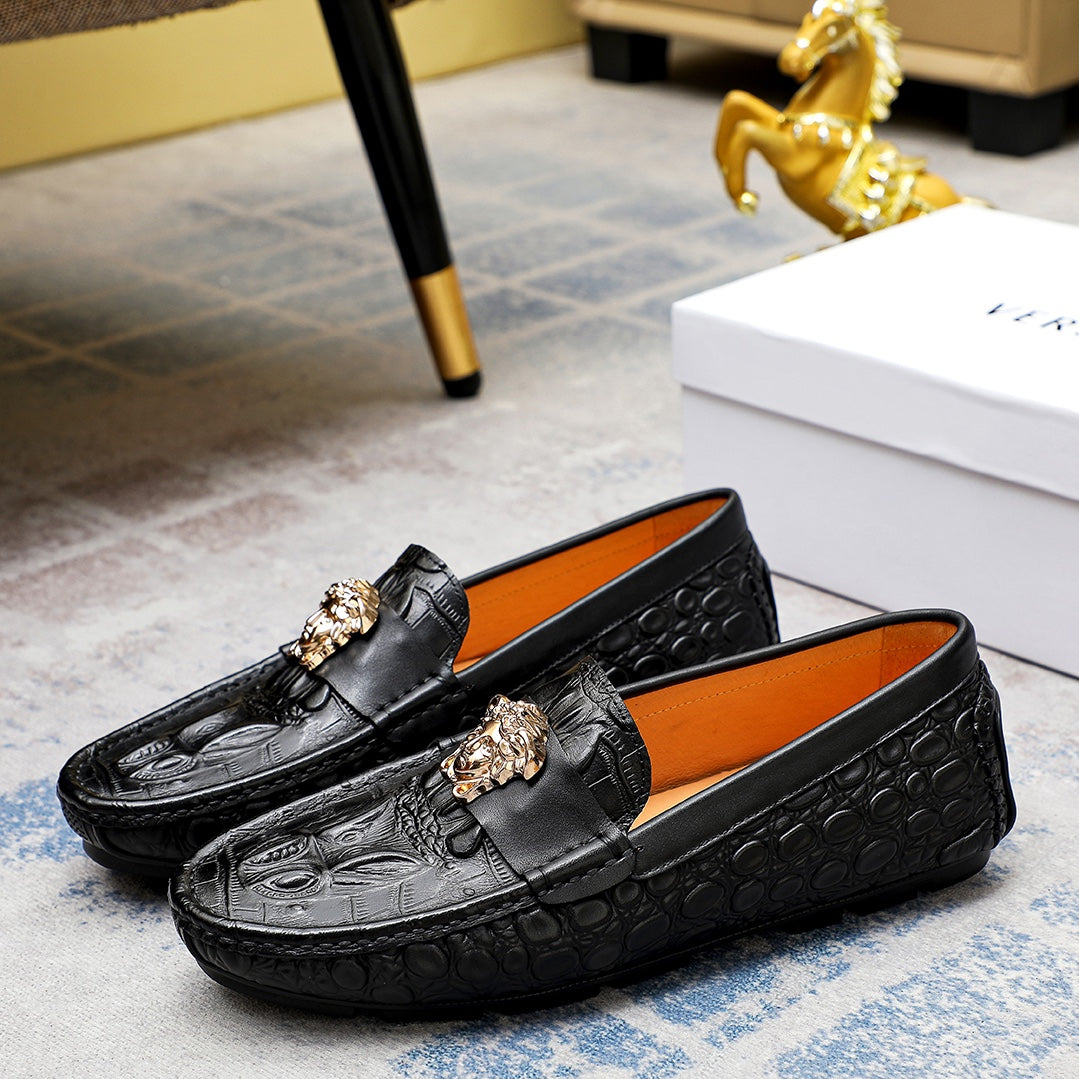 Versace Men's Premium Beanie Shoes - Luxurious Leather Footwear