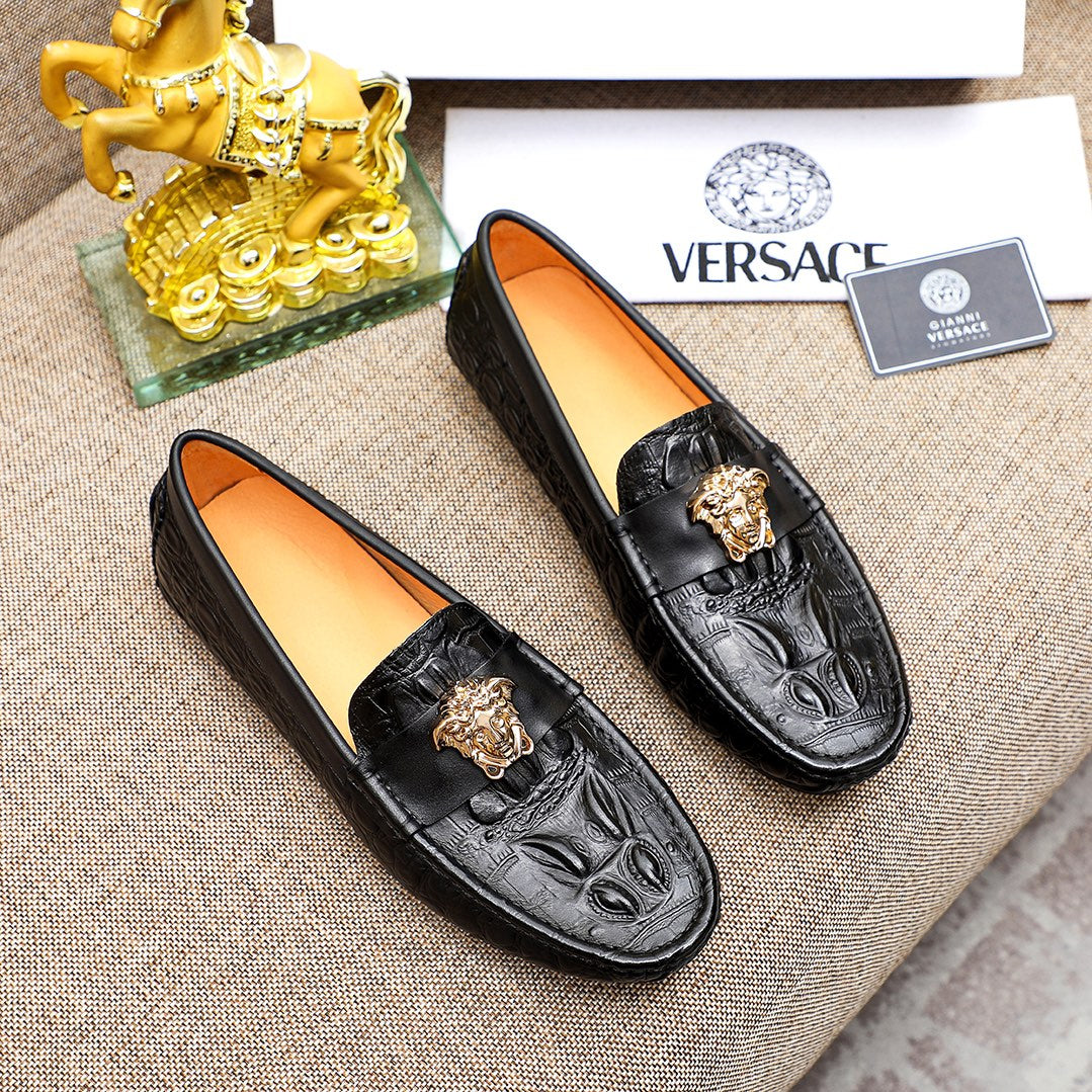Versace Men's Premium Beanie Shoes - Luxurious Leather Footwear