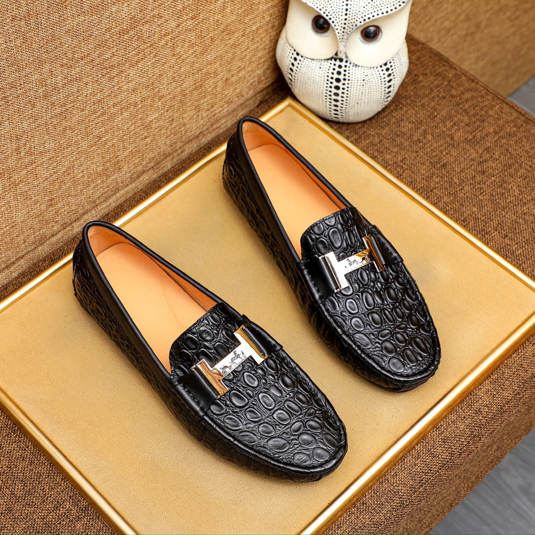 Premium Menâ€™s Leather Slip-On Shoes - HermÃ¨s Style