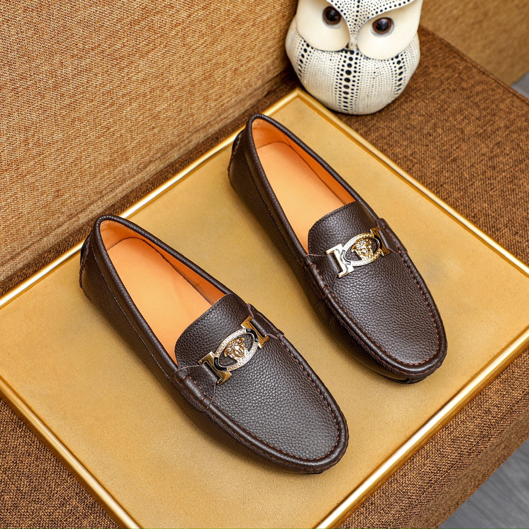 Versace Men's Premium Beanie Shoes - High-Quality Leather