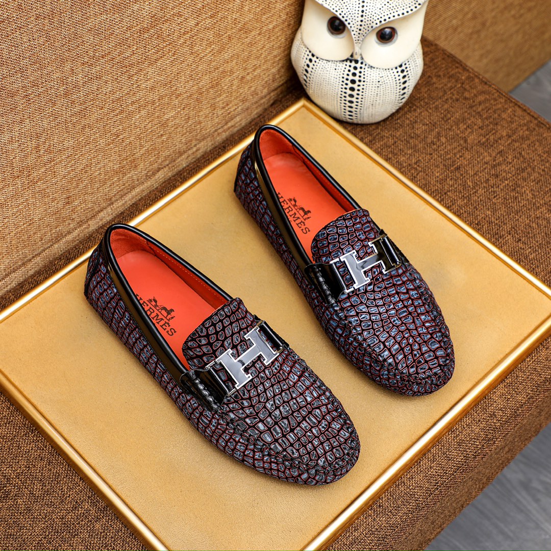 Premium Menâ€™s Slip-On Leather Shoes - HermÃ¨s Inspired