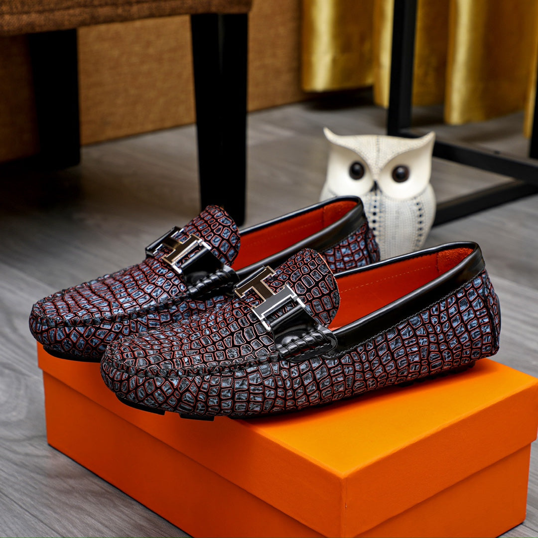 Premium Menâ€™s Slip-On Leather Shoes - HermÃ¨s Inspired