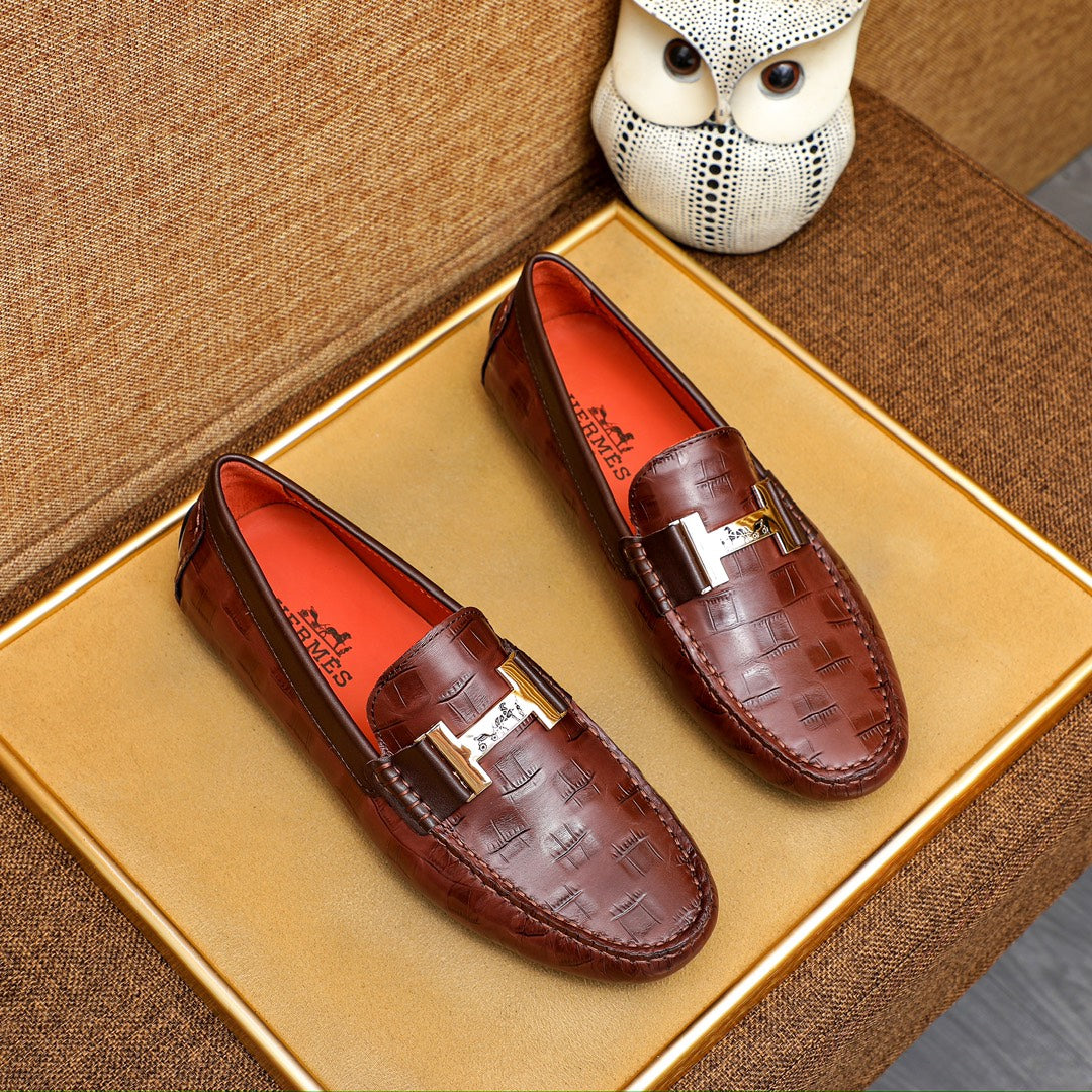 HermÃ¨s-Inspired Classic Slip-On Men's Leather Shoes