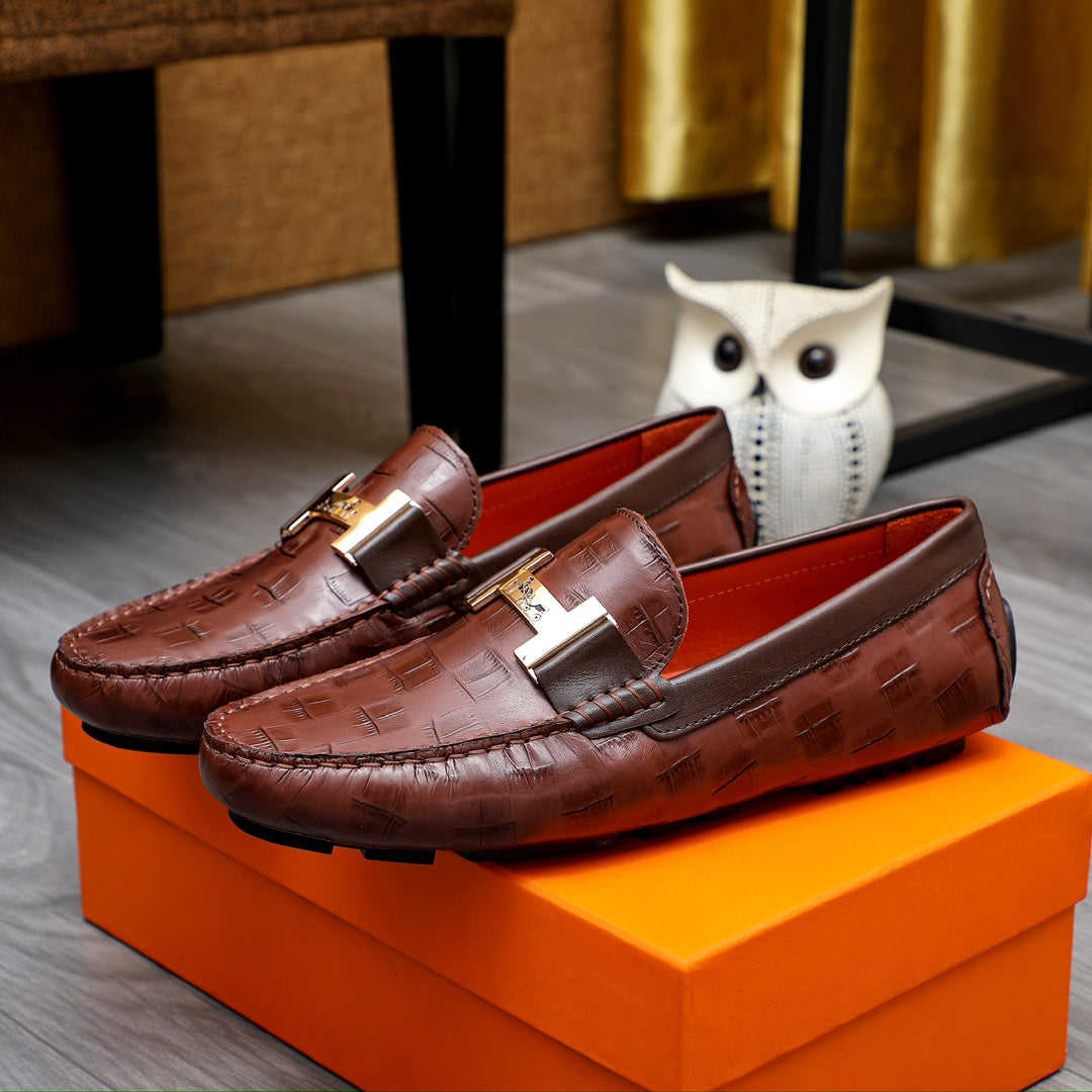 HermÃ¨s-Inspired Classic Slip-On Men's Leather Shoes