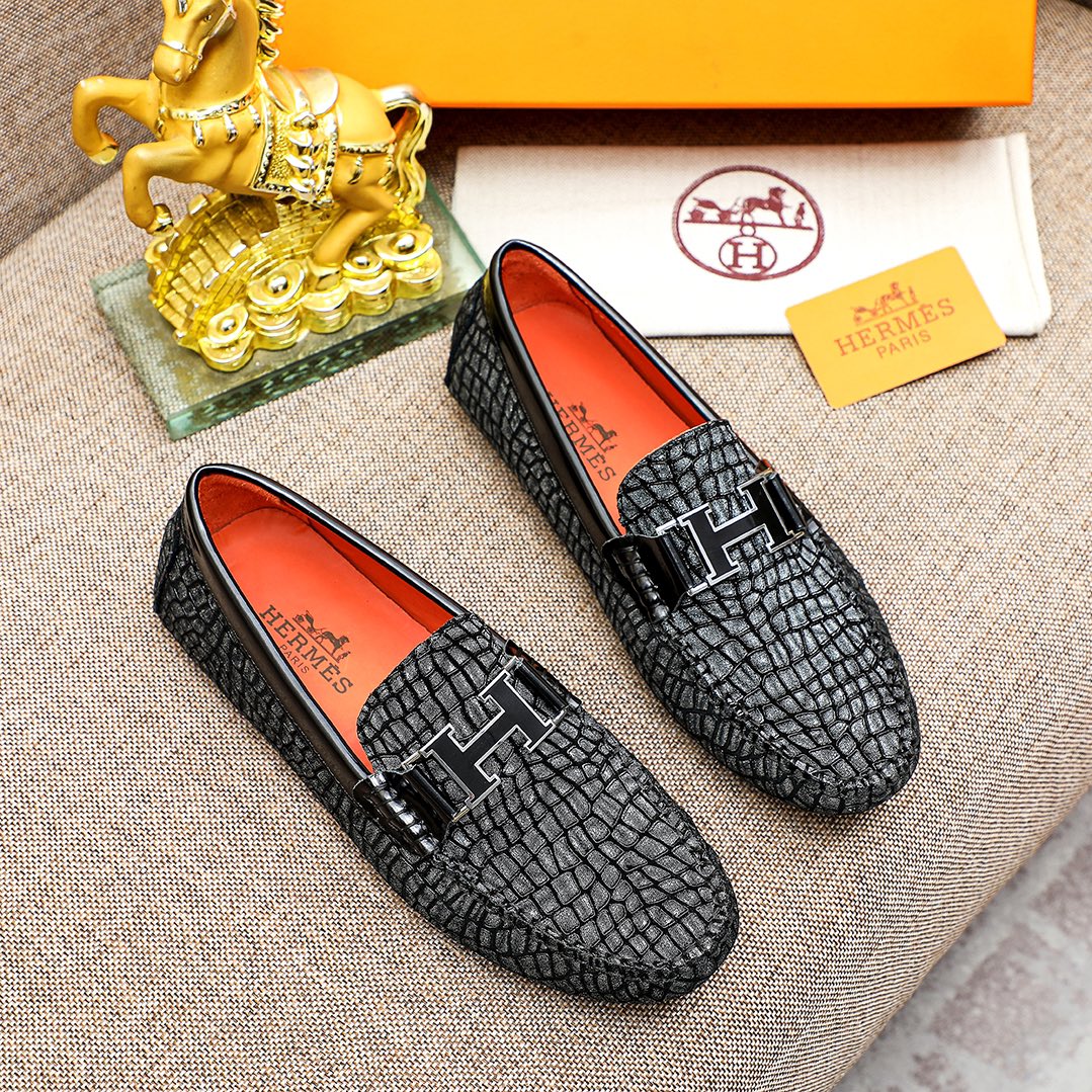 Premium Men's Leather Slip-On Shoes â€“ 1:1 Replica of HermÃ¨s Style