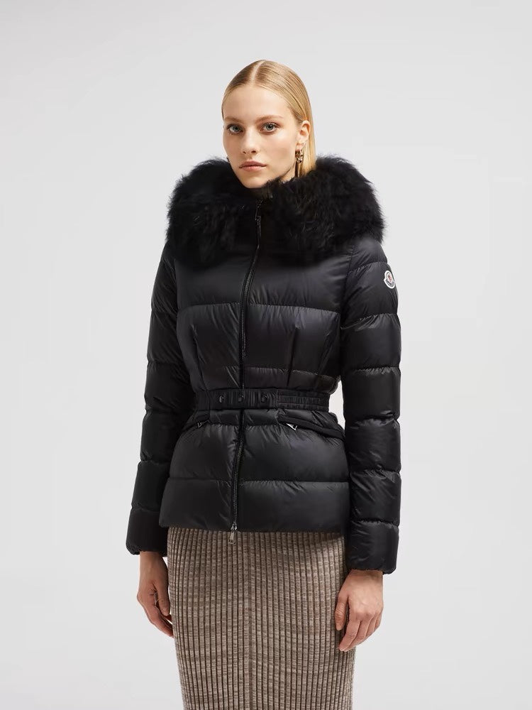 Women's Moncler Down Jacket with Detachable Wool Collar