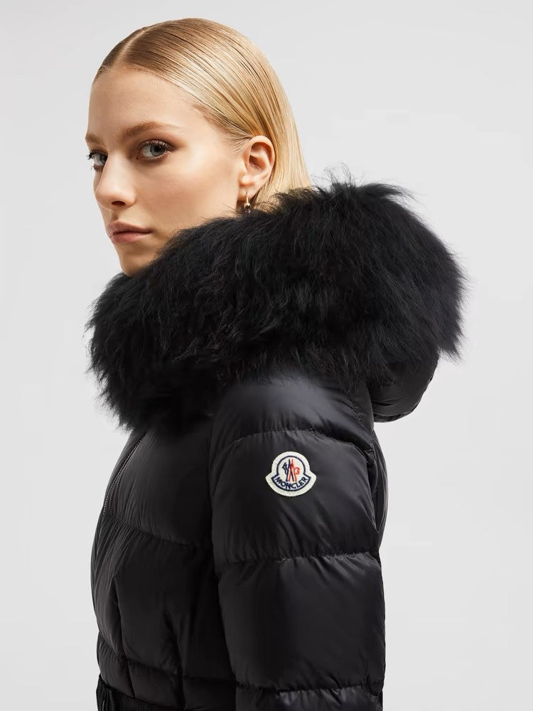 Women's Moncler Down Jacket with Detachable Wool Collar