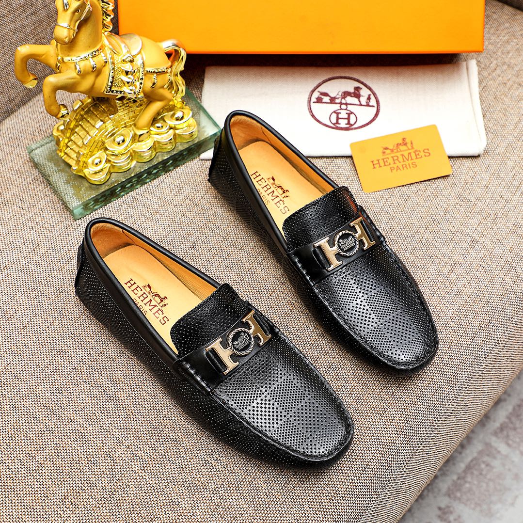 Classic HermÃ¨s Inspired Slip-On Men's Leather Shoes