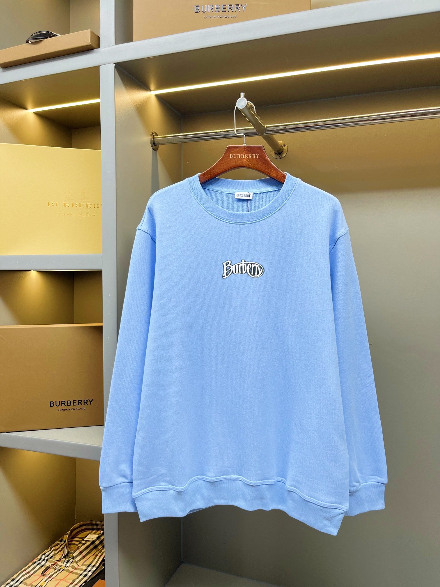 Burberry Logo Printed Cotton Crew Neck Sweatshirt