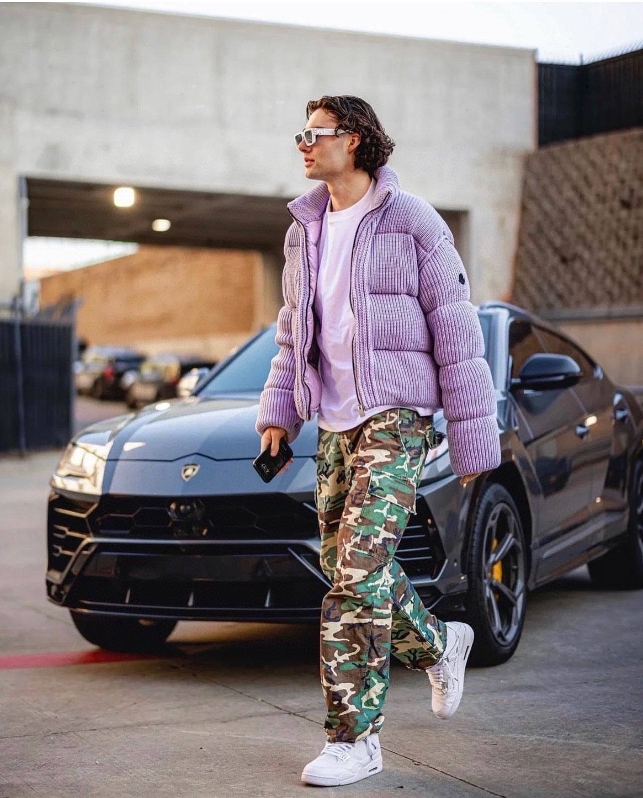 Limited Edition Moncler A-Line Knitted Down Jacket - Purple Black