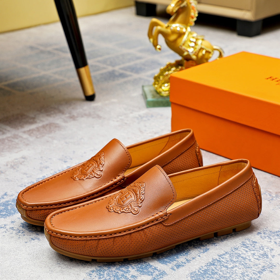 Premium Leather Slip-On Shoes for Men - Inspired by HermÃ¨s