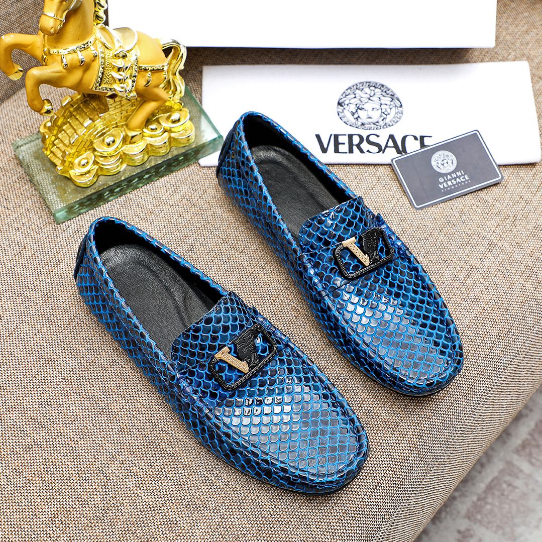 Versace Men's Premium Beanie Shoes - Authentic Leather Fashion Footwear