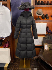 Women's Moncler Elegance Down Jacket - Long Hooded Fashion Outerwear