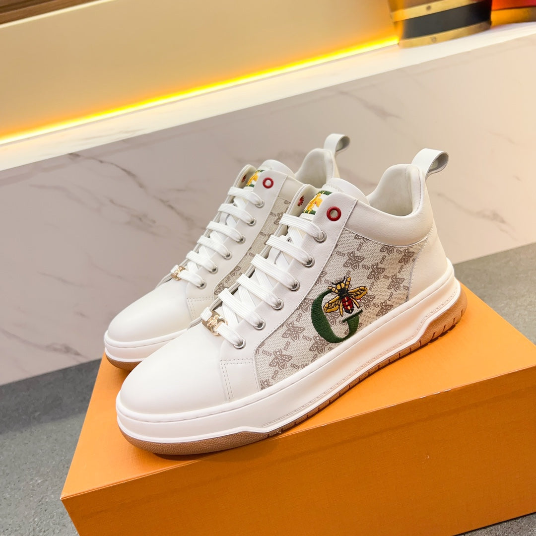 Gucci-Inspired Retro High-Top Men's Shoes with Velvet Lining