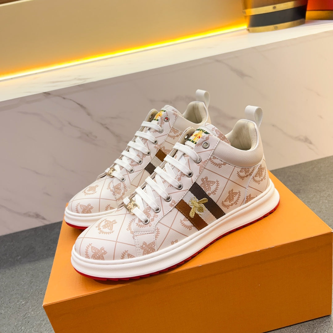 GUCCI Men's Punk Trend Leather Sneakers with Velvet Lining