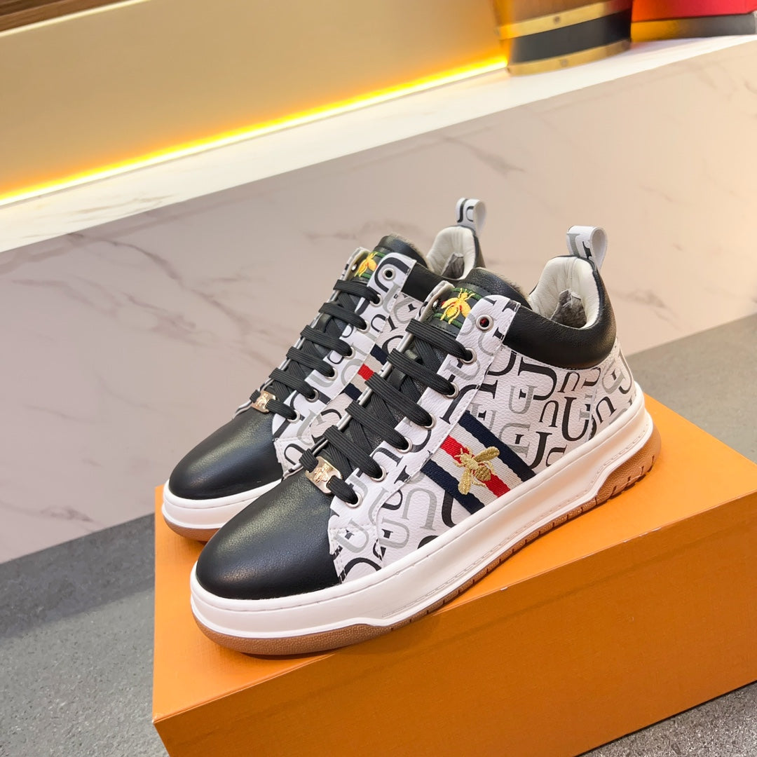 Gucci Retro High-Top Men's Shoes - Trendy Velvet and Leather Lining