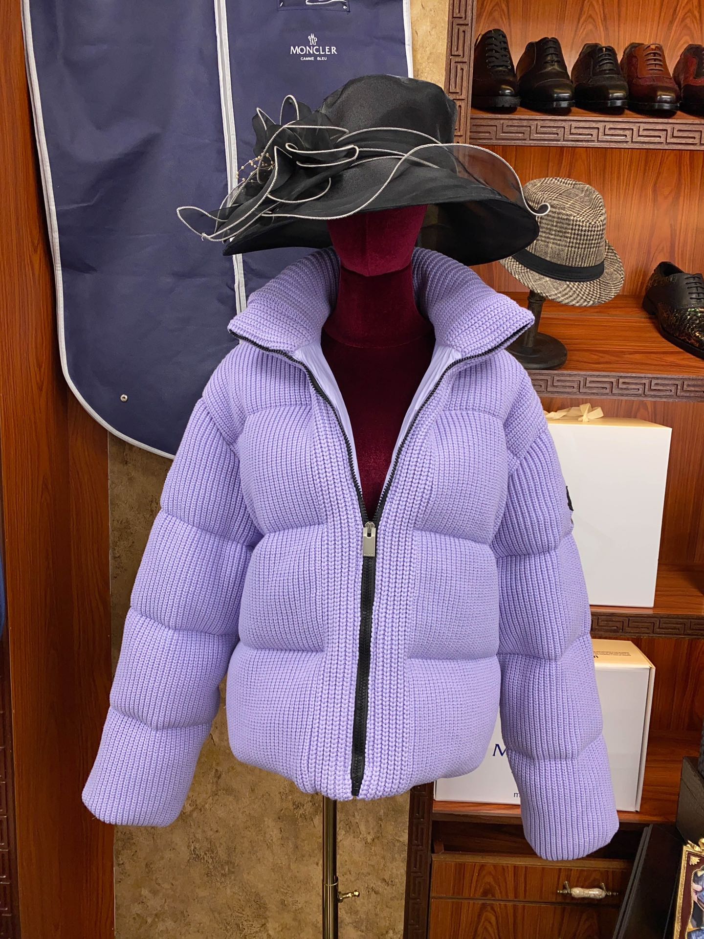 Moncler Limited Edition Knit Coat - Purple Black A-Line