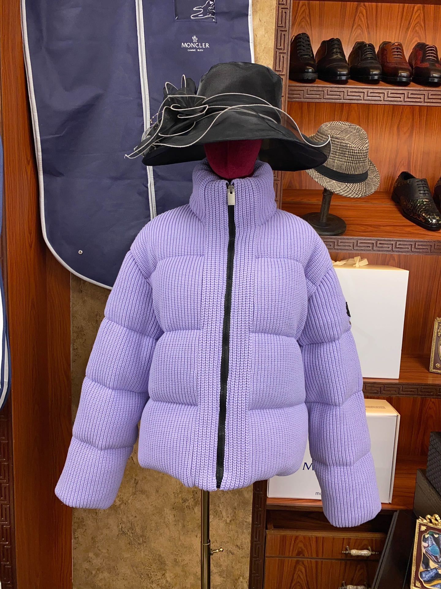 Moncler Limited Edition Knit Coat - Purple Black A-Line