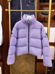 Moncler Limited Edition Knitted Down Coat - Purple Black