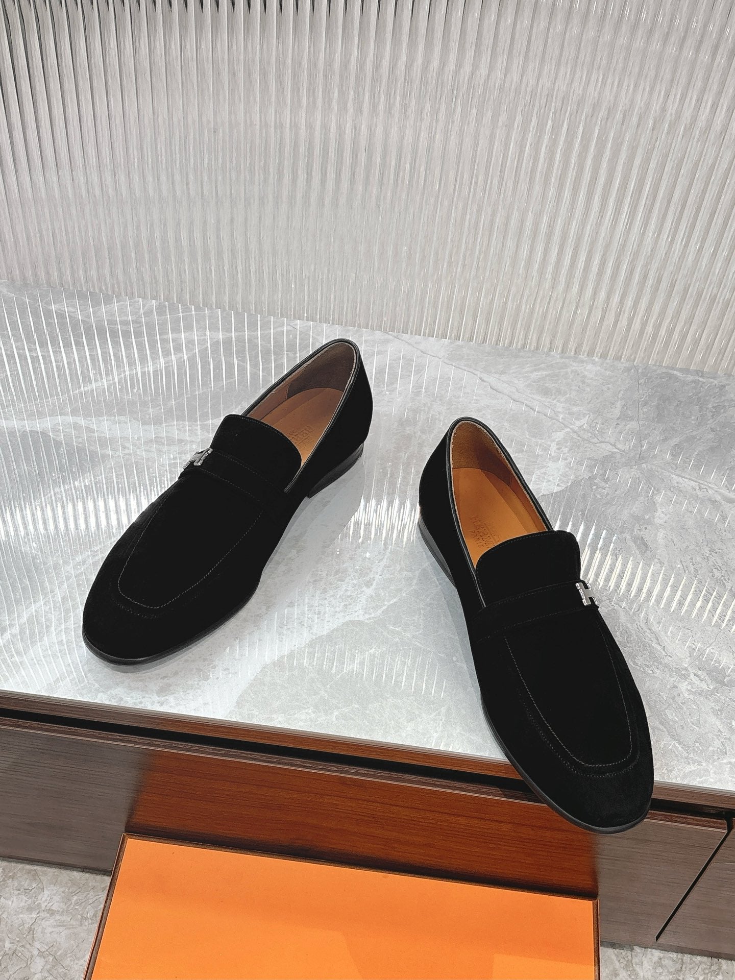 Premium Men's Black Leather Boutique Loafers by Hermes