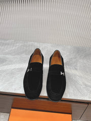 Premium Men's Black Leather Boutique Loafers by Hermes