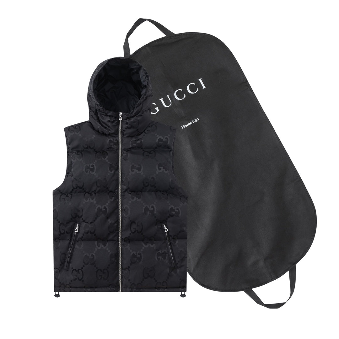 Gucci Double G Pattern Hooded Down Vest - Unisex