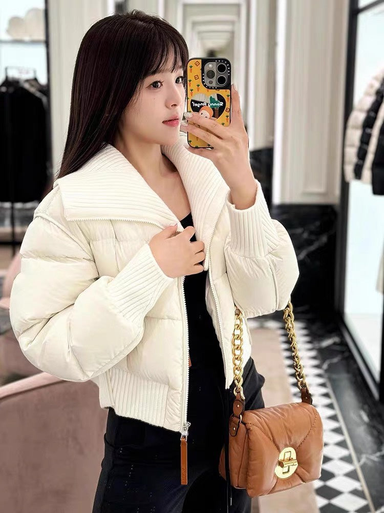 Premium Faux Two-Piece Knitted Down Jacket with Goose Down Insulation