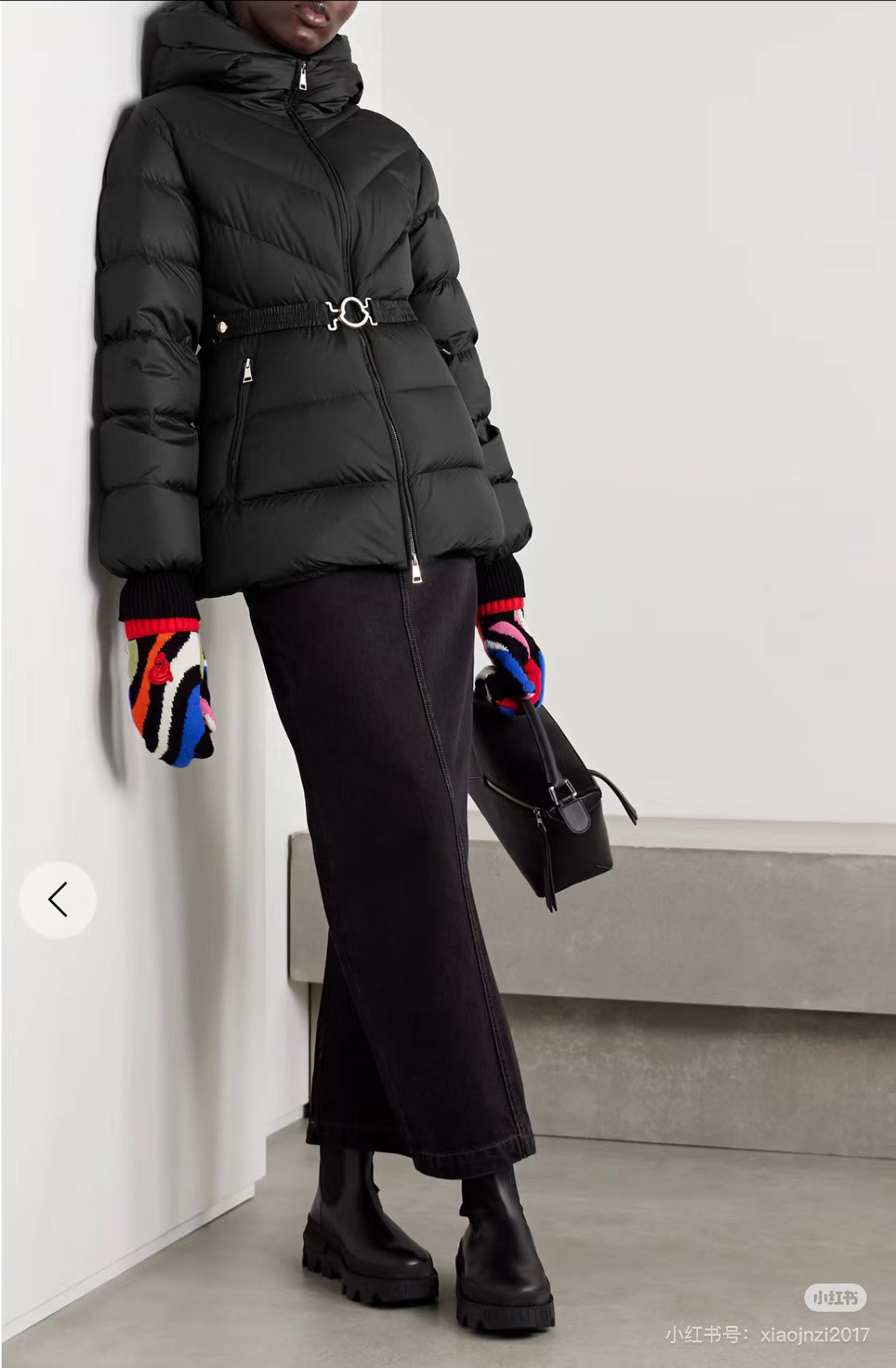 Moncler Brosse Women's Short Down Jacket with Gold Buckle