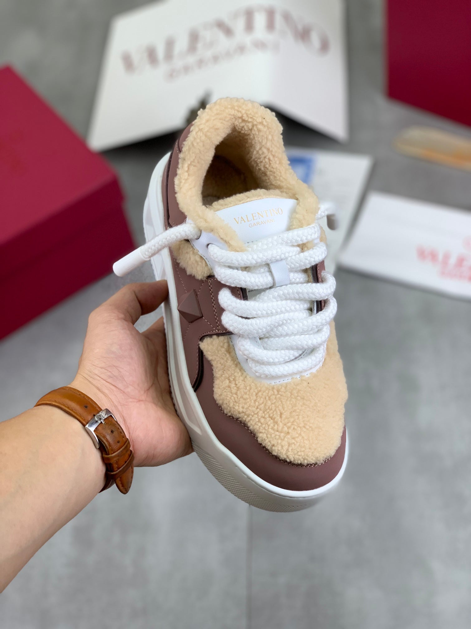 Valentino 2025 Autumn Star Shoes - Luxury Wool-Lined Couple Footwear