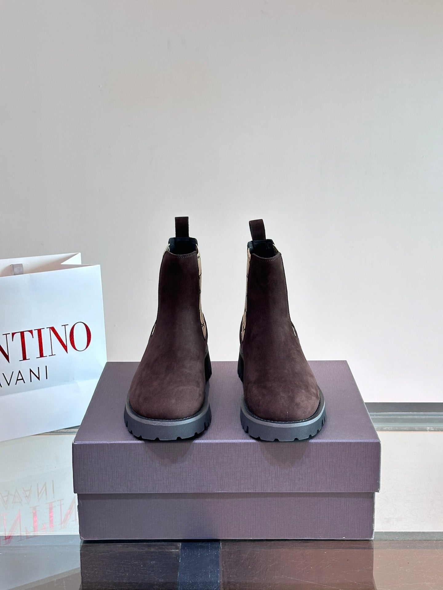 VALENTINO Men's Luxury Leather Short Boots